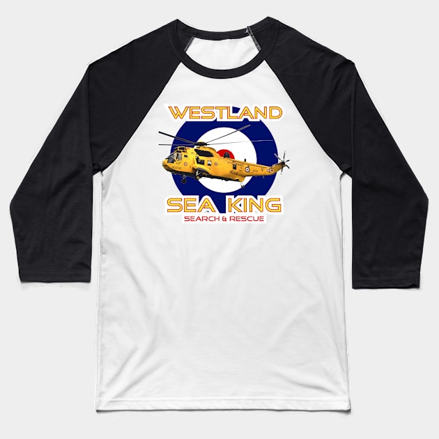 Westland Sea King Search and rescue helicopter in RAF roundel, Baseball T-Shirt by AJ techDesigns